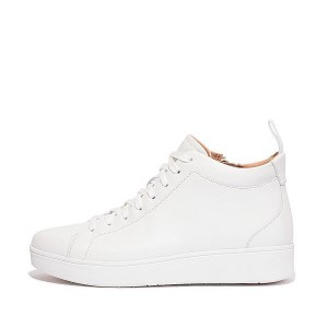 FitFlop Rally Leather High Top Women's Sneakers White | 635VEDYXW