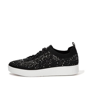 FitFlop Rally Ombre Crystal Knit Women's Sneakers Black | 615WRDXMQ