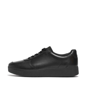 FitFlop Rally Perf Leather Panel Women's Sneakers Black | 504DZJOCY