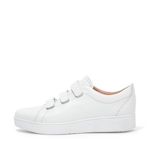 FitFlop Rally Strap Leather Women's Sneakers White | 235IHPRGE