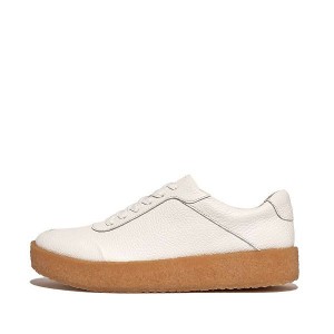 FitFlop Rally Tumbled Leather Crepe Women's Sneakers White | 631STXNYK