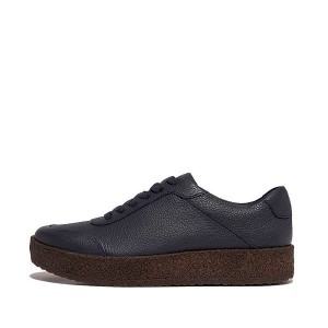 FitFlop Rally Tumbled Leather Crepe Women's Sneakers Navy | 089FLQDNV