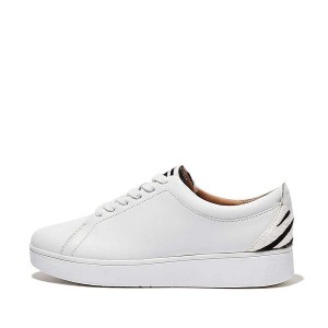 FitFlop Rally Zebra Back Leather Women's Sneakers White | 745BFLNKU