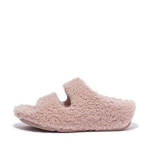 FitFlop Shuv Two Bar Shearling Women's Slides Pink | 291NBDEXJ