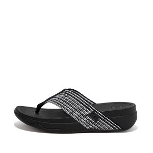 FitFlop Surfa Toe-Post Women's Sandals Black | 758QGMRLN