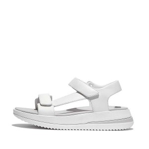 FitFlop Surff Adjustable Leather Back-Strap Women's Sandals White | 170KGYOUP