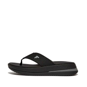 FitFlop Surff Two Tone Sports Webbing Toe-Post Women's Sandals Black | 421ZMRLHA