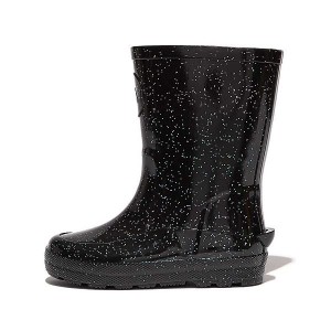 FitFlop Wonderwelly Toddler Glitter Ergonomic Kids' Rain Boots Black | 501FSZYEB