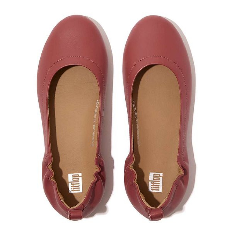 FitFlop Allegro Soft Leather Ballet Pumps Women's Ballet Flats Red | 356AJFLPV