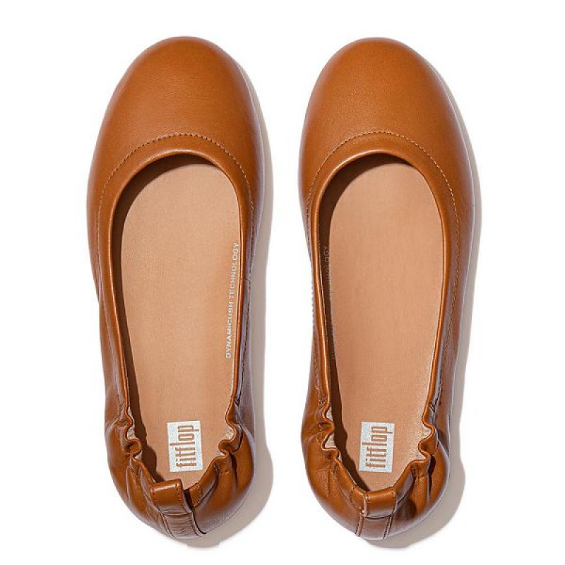 FitFlop Allegro Soft Leather Women's Ballet Flats Light Brown | 236EJPLTC