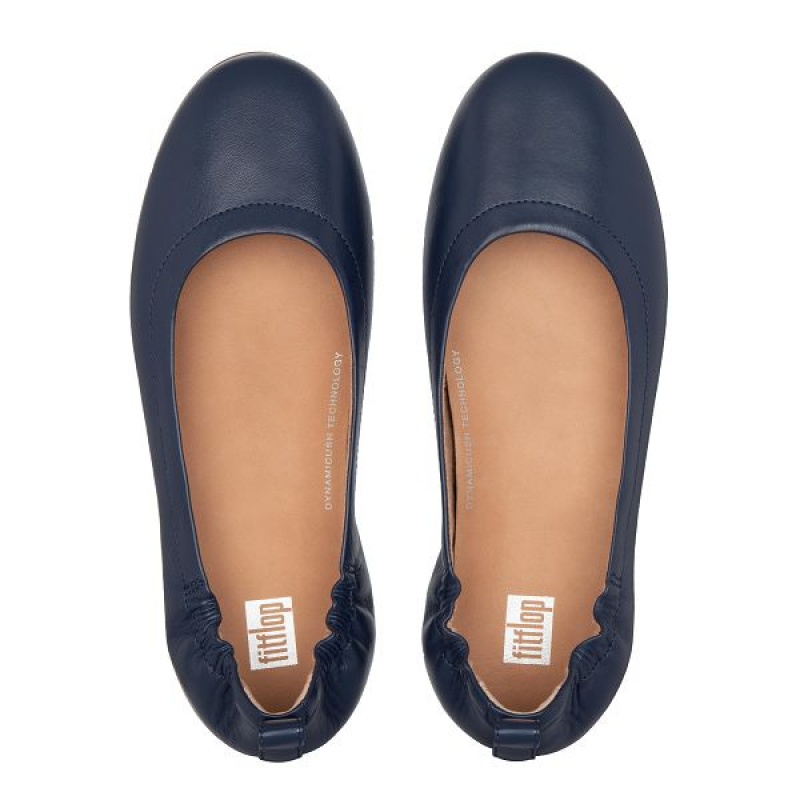 FitFlop Allegro Soft Leather Women's Ballet Flats Navy | 748MKAORE