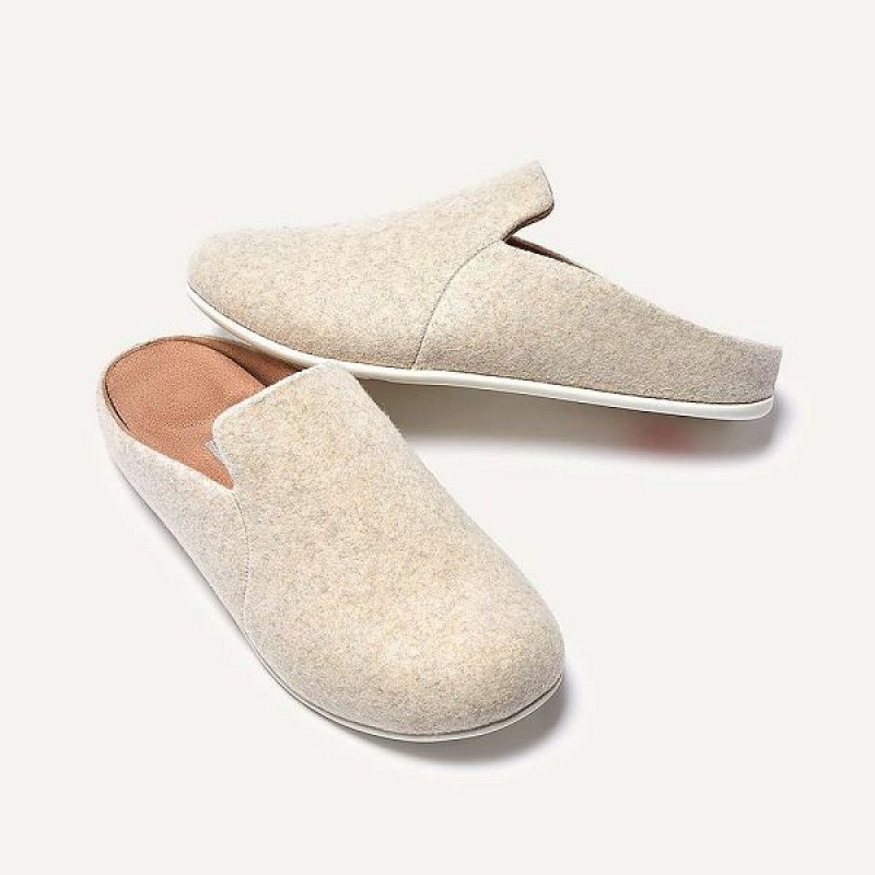 FitFlop Chrissie Ii Haus Felt Women's Slippers White | 146STQEXL