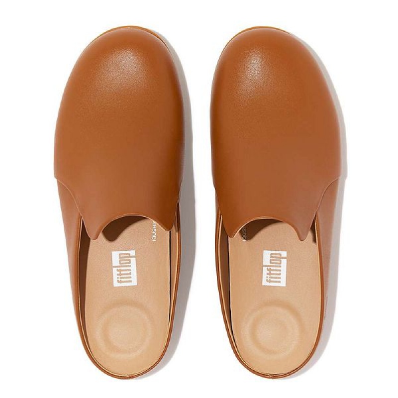 FitFlop Chrissie Ii Haus Leather Women's Slippers Light Brown | 279OLCSUK