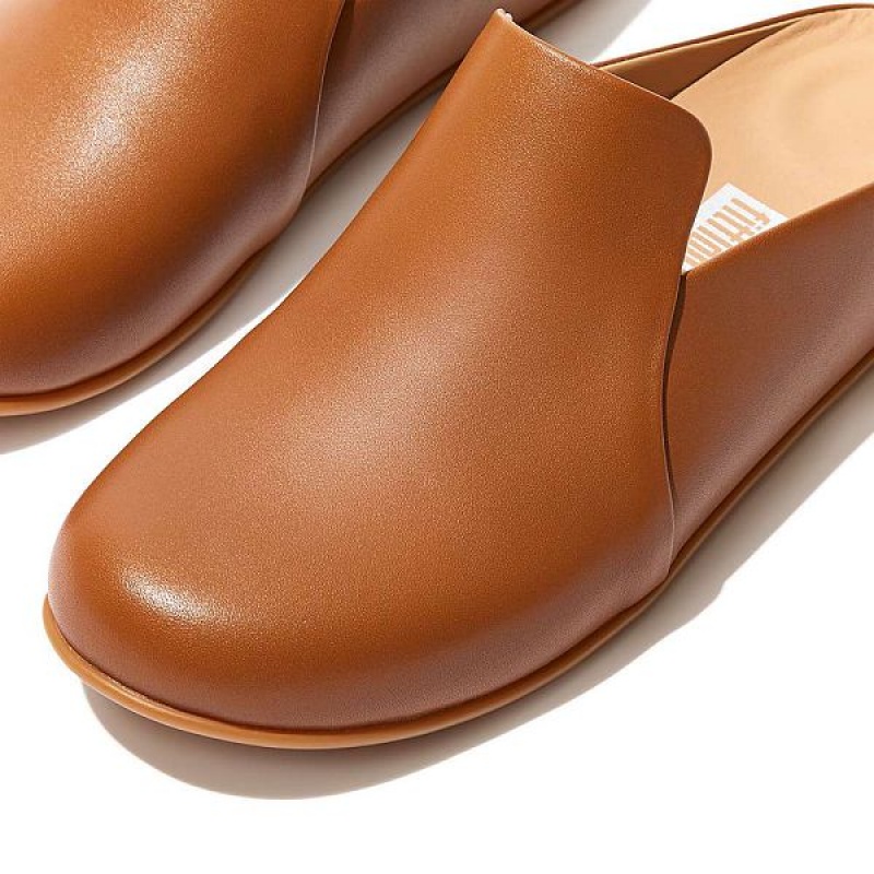 FitFlop Chrissie Ii Haus Leather Women's Slippers Light Brown | 279OLCSUK