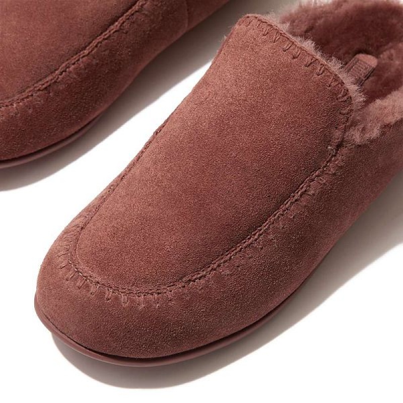 FitFlop Chrissie Ii Haus Shearling Lined Suede Women's Slippers Brown | 706FAQXNC