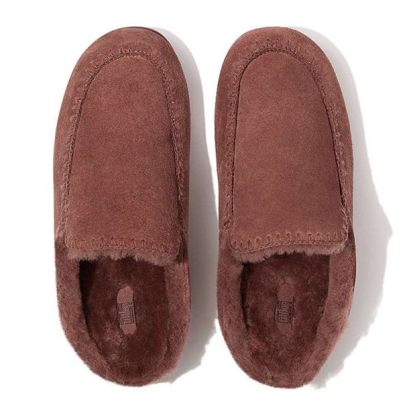 FitFlop Chrissie Ii Haus Shearling Lined Suede Women's Slippers Brown | 706FAQXNC