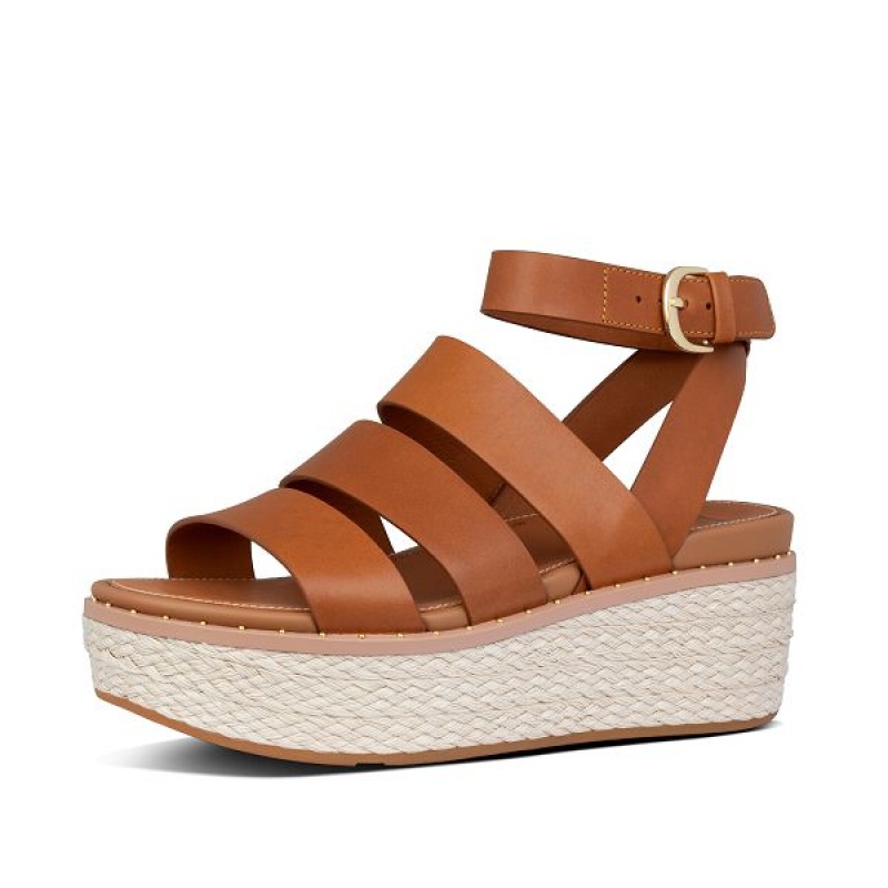 FitFlop Eloise Espadrille Wedge Women's Sandals Light Brown | 598AMNULD