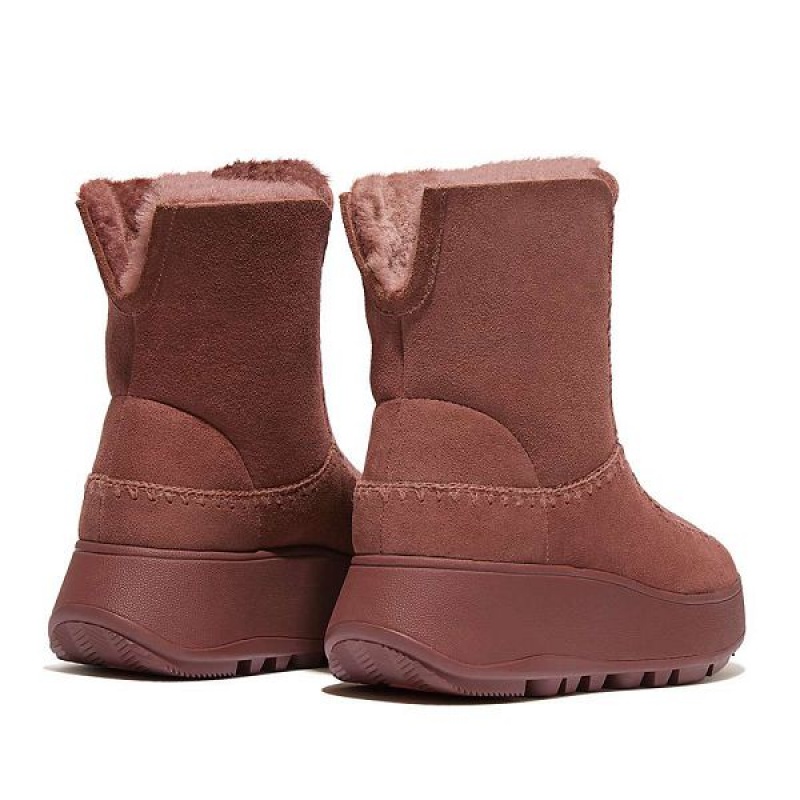 FitFlop F-Mode Double Faced Shearling Women's Flatform Boots Brown | 794MZBQKN