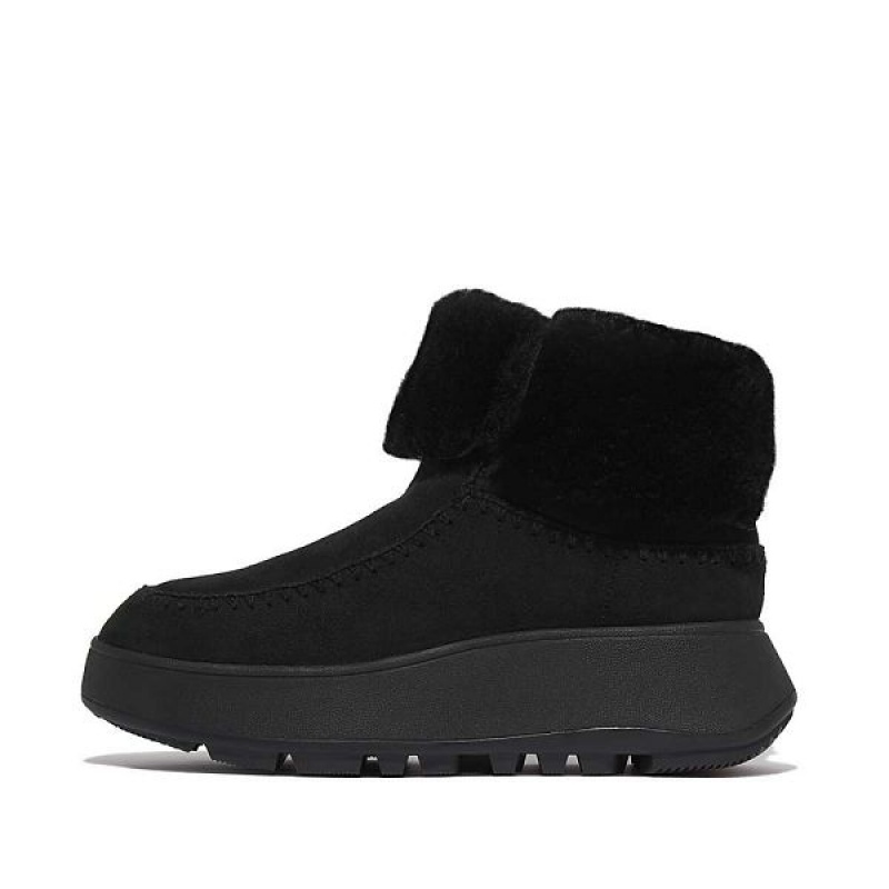 FitFlop F-Mode Double Faced Shearling Women\'s Flatform Boots Black | 398HZVECB