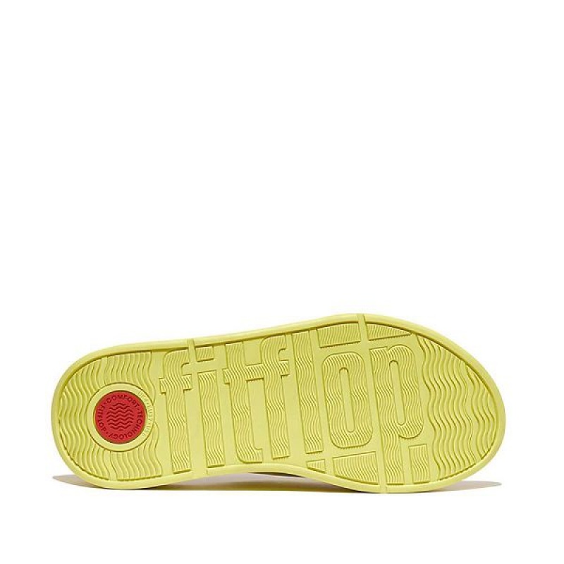 FitFlop F-Mode Jewel Deluxe Leather Flatform Cross Women's Slides Light Green | 043UIYABX