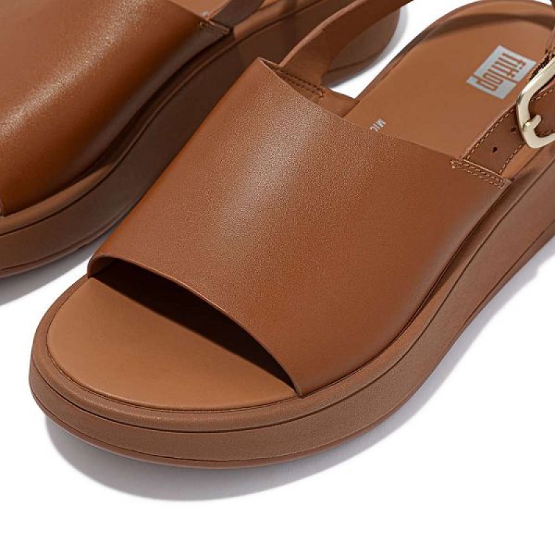 FitFlop F-Mode Leather Flatform Back-Strap Women's Sandals Light Brown | 078SEBJVM