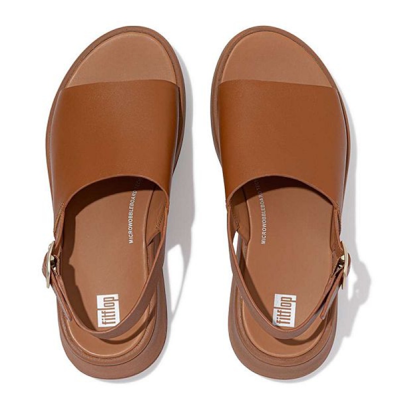 FitFlop F-Mode Leather Flatform Back-Strap Women's Sandals Light Brown | 078SEBJVM