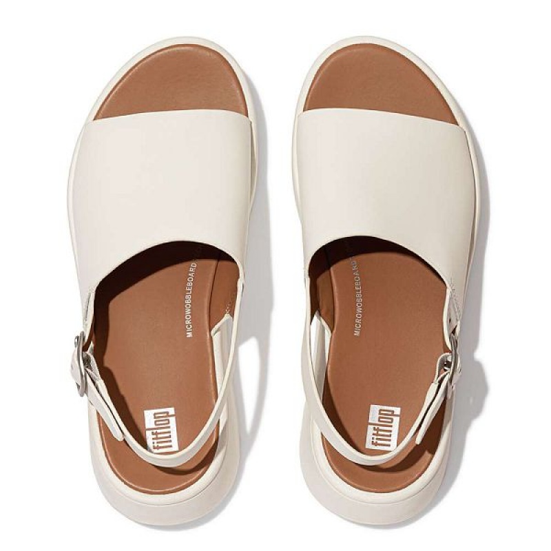 FitFlop F-Mode Leather Flatform Back-Strap Women's Sandals Cream | 479DTSWZA