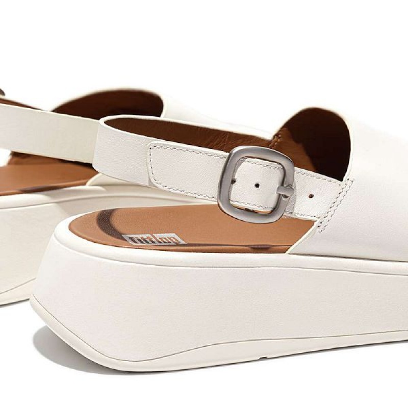 FitFlop F-Mode Leather Flatform Back-Strap Women's Sandals Cream | 479DTSWZA