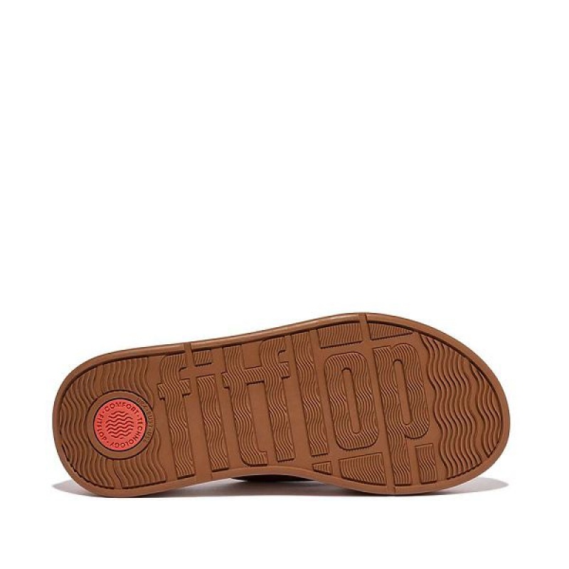 FitFlop F-Mode Leather Flatform Cross Women's Slides Light Brown | 039MAUVBH