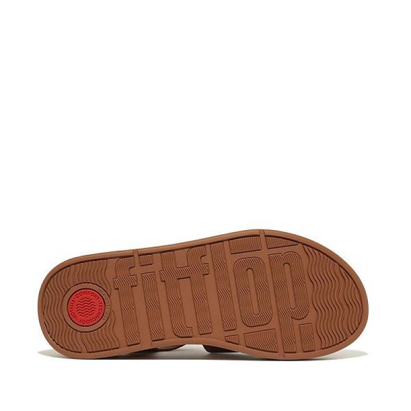 FitFlop F-Mode Leather Flatform Fisherman Women's Sandals Light Brown / Coral | 308XEGRFT