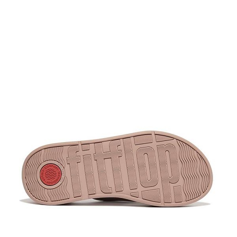 FitFlop F-Mode Leather Flatform Toe-Post Women's Sandals Beige | 012HSDAOL