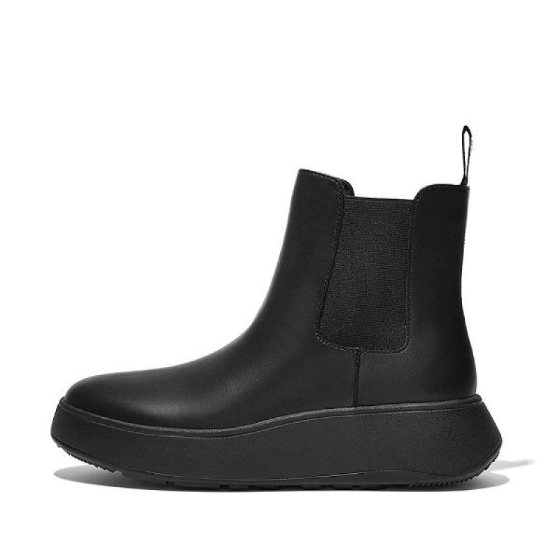 FitFlop F-Mode Leather Flatform Women\'s Chelsea Boots Black | 075DSYHBU