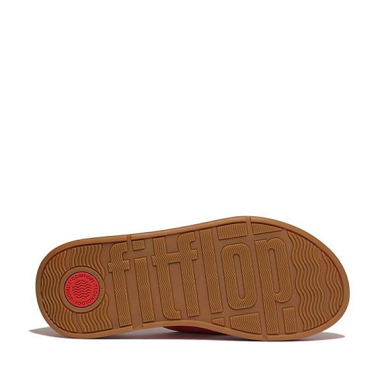 FitFlop F-Mode Leather Twist Flatform Toe-Post Women's Sandals Coral | 327DEJYZA