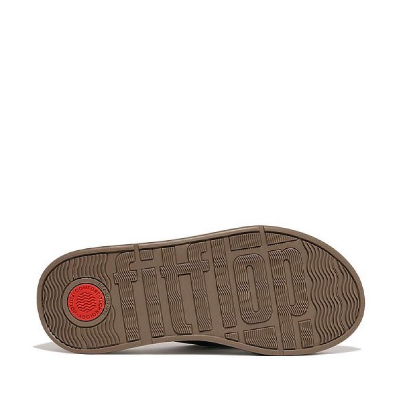 FitFlop F-Mode Padded Leather Flatform Cross Women's Slides Grey | 678DAGSTP