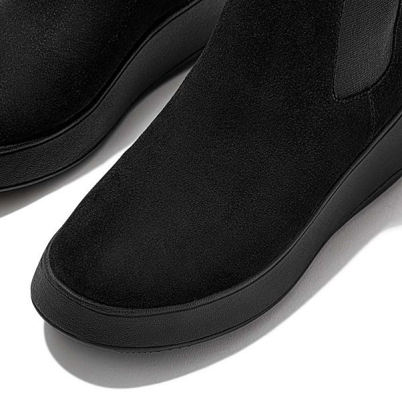 FitFlop F-Mode Suede Flatform Women's Chelsea Boots Black | 314OSKIXV