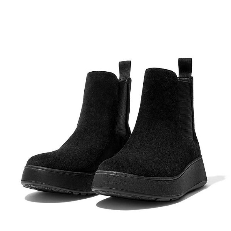 FitFlop F-Mode Suede Flatform Women's Chelsea Boots Black | 314OSKIXV