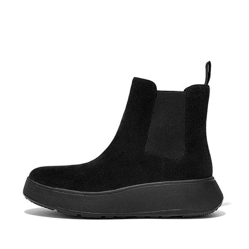 FitFlop F-Mode Suede Flatform Women\'s Chelsea Boots Black | 314OSKIXV