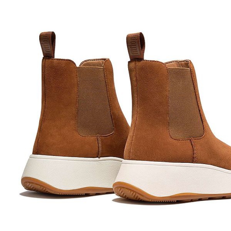 FitFlop F-Mode Suede Flatform Women's Chelsea Boots Light Brown | 513BUKGSZ