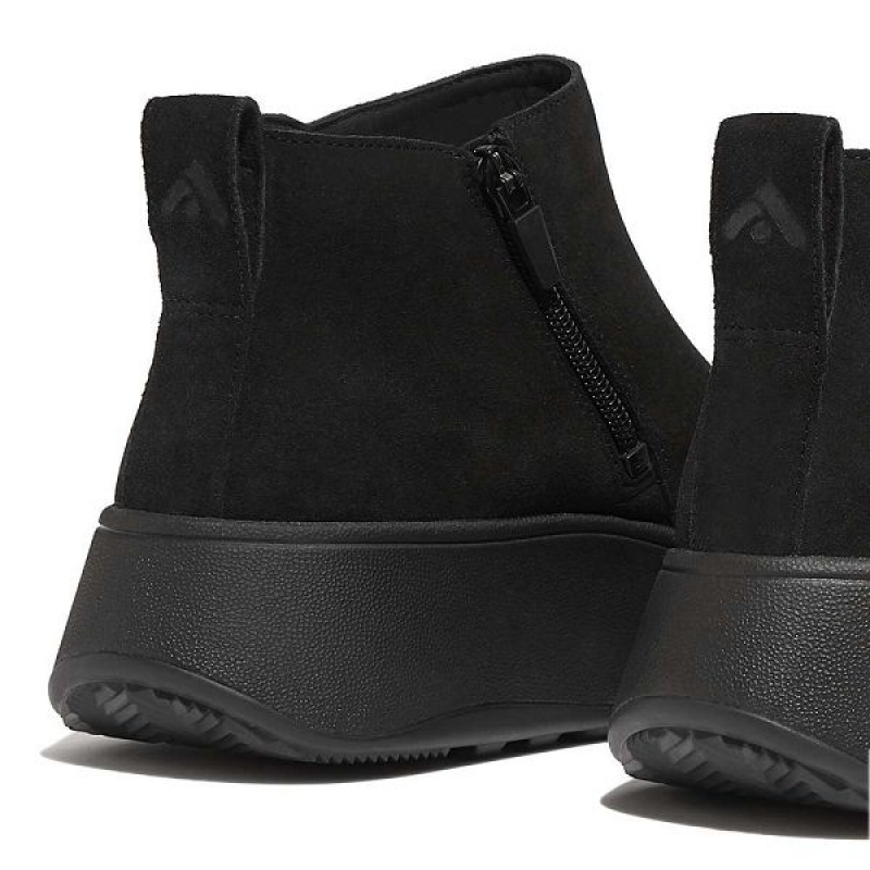 FitFlop F-Mode Suede Flatform Zip Women's Ankle Boots Black | 308KLFYGJ