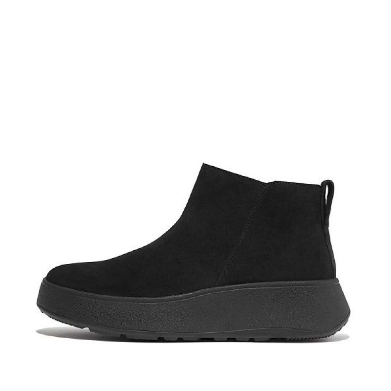 FitFlop F-Mode Suede Flatform Zip Women\'s Ankle Boots Black | 308KLFYGJ