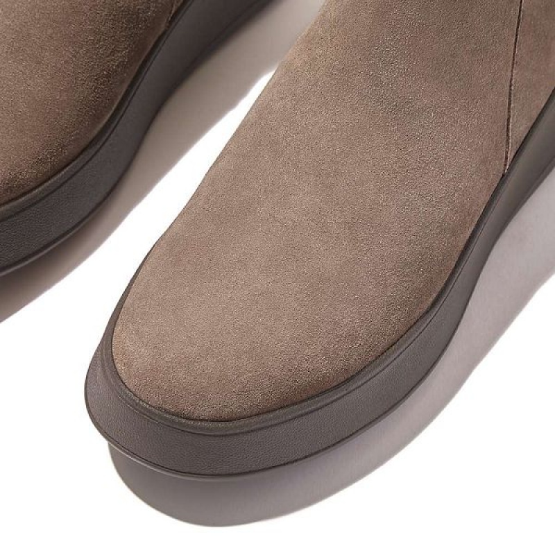 FitFlop F-Mode Suede Flatform Zip Women's Ankle Boots Grey | 071PLGIXD