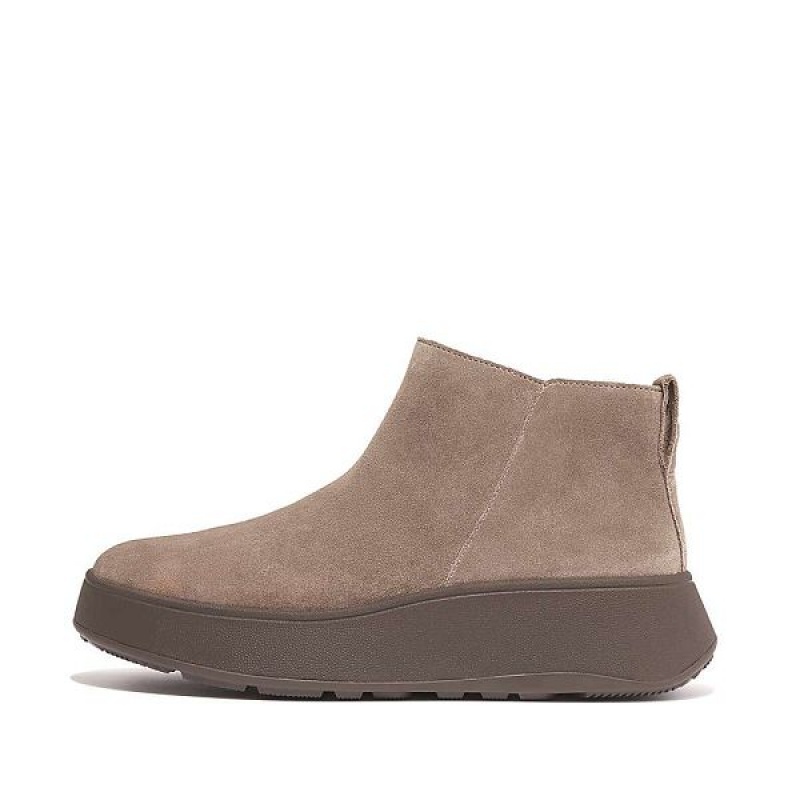 FitFlop F-Mode Suede Flatform Zip Women\'s Ankle Boots Grey | 071PLGIXD