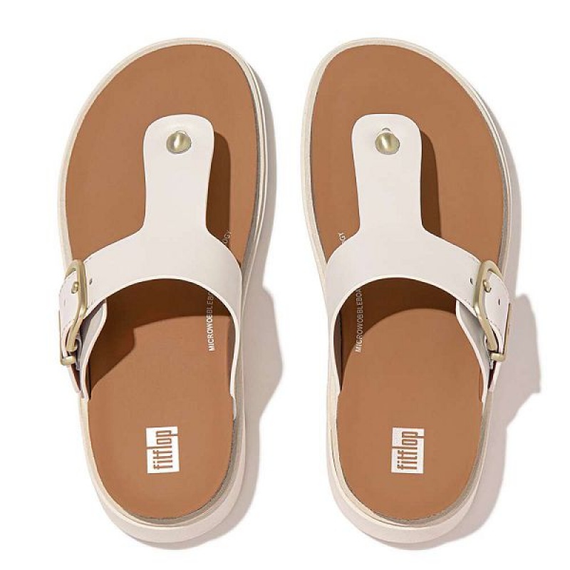 FitFlop Gen-Ff Buckle Leather Toe-Post Women's Sandals White | 042WGAFZY