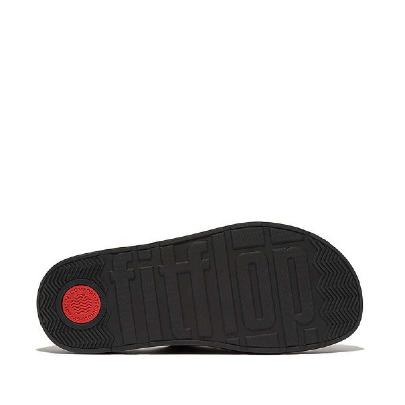 FitFlop Gen-Ff Buckle Two Bar Leather Men's Slides Black | 450JIPSVG