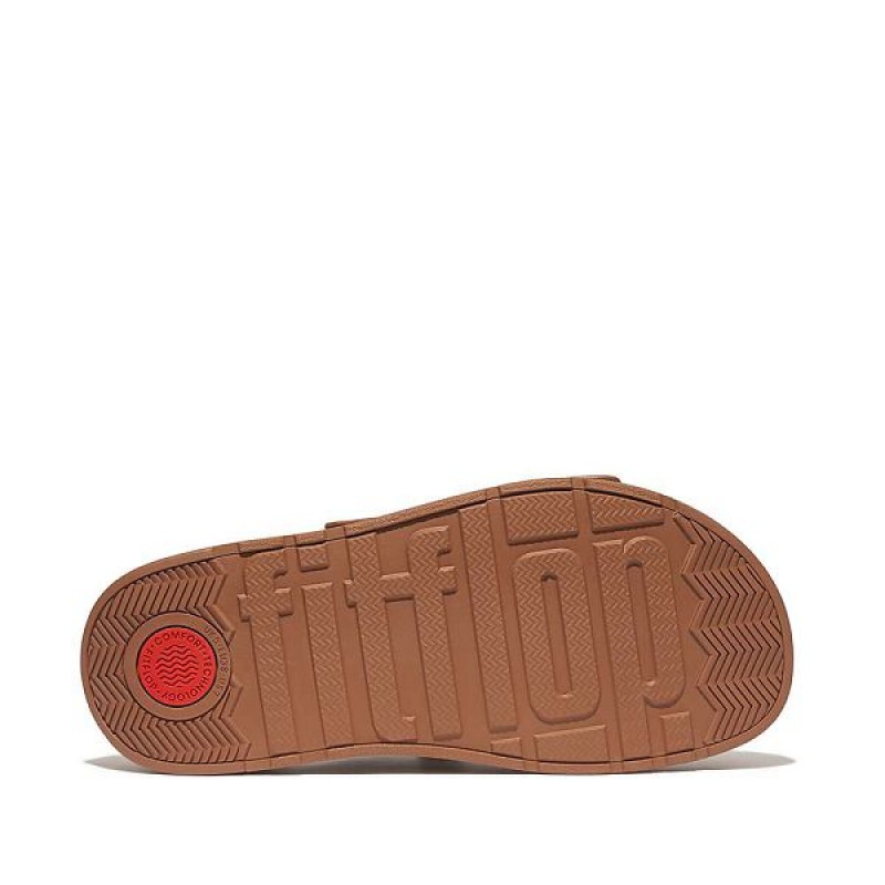 FitFlop Gen-Ff Buckle Two Bar Leather Women's Slides Light Brown | 715XJGEAW