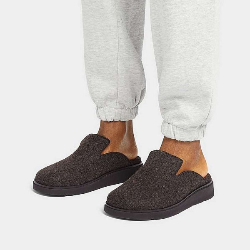 FitFlop Gen-Ff E01 Felt Men's Mules Black | 657BTPKSE