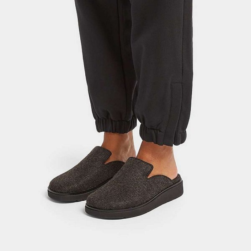 FitFlop Gen-Ff E01 Felt Women's Mules Black | 375QLWGOE