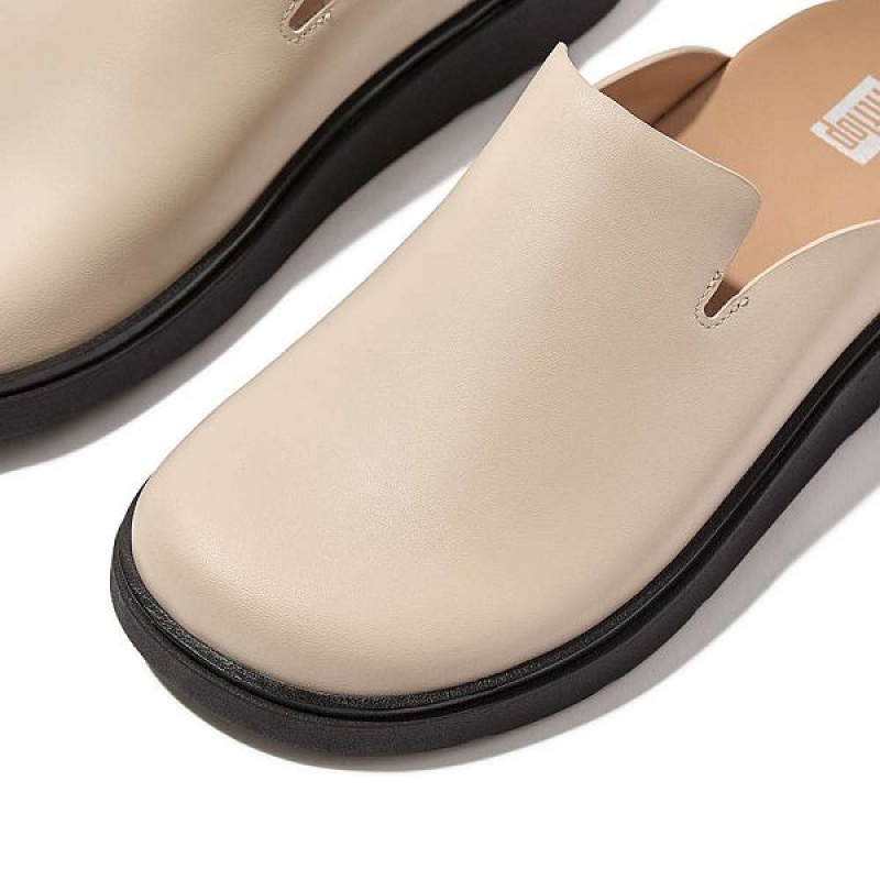 FitFlop Gen-Ff Leather Women's Mules Grey / Beige | 029NBLTAU