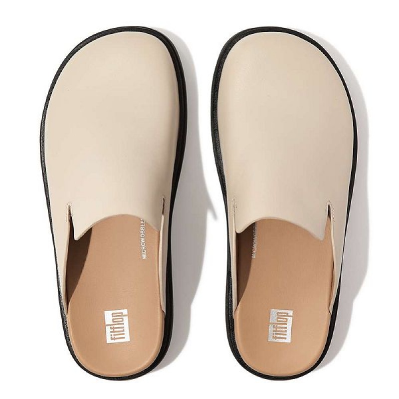 FitFlop Gen-Ff Leather Women's Mules Grey / Beige | 029NBLTAU