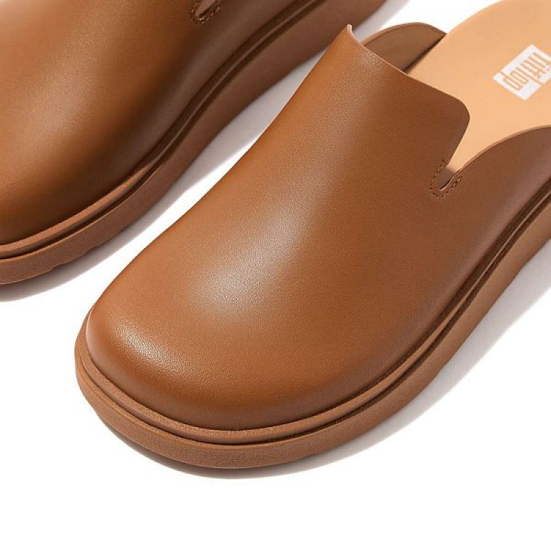 FitFlop Gen-Ff Leather Women's Mules Light Brown | 260NOJASZ